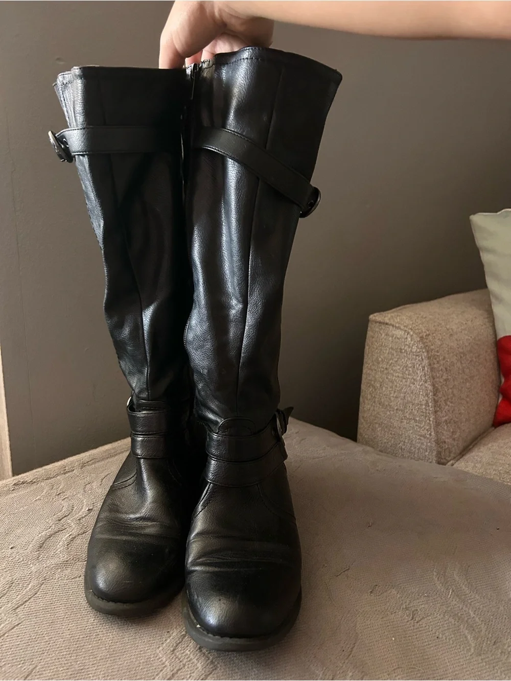 Women’s Black Knee-High Buckle Boots